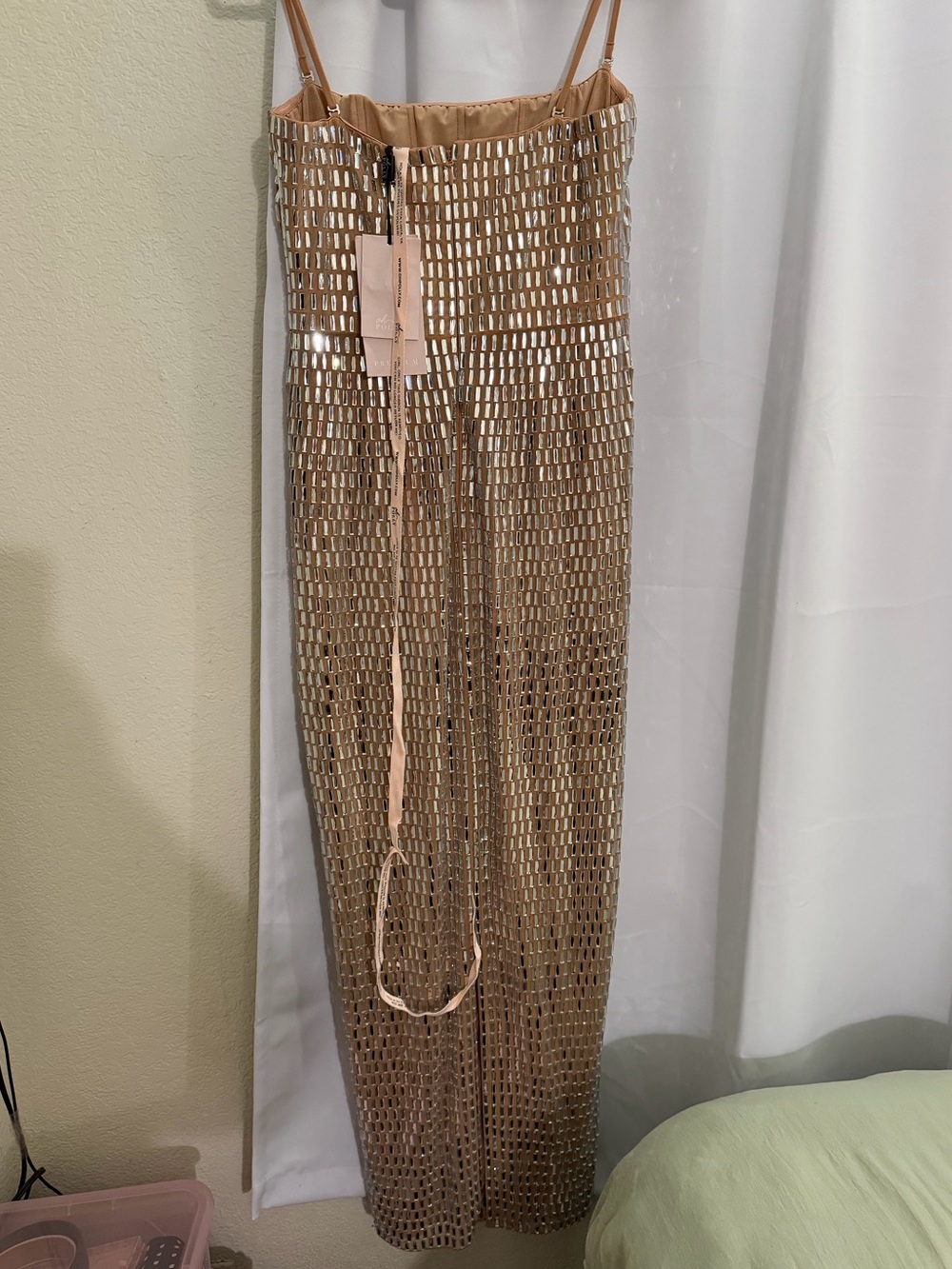 Oh Polly Amaya Embellished Bandeau Maxi Dress in Almond - Picture 4 of 14